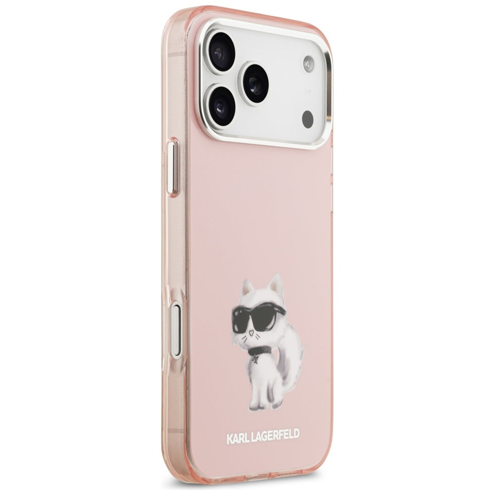 Θήκη MagSafe για Apple iPhone 17 Pro Max, Karl Lagerfeld, IML Aquarelle Logo Choupette, Ροζ