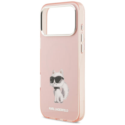 Θήκη MagSafe για Apple iPhone 17 Pro Max, Karl Lagerfeld, IML Aquarelle Logo Choupette, Ροζ