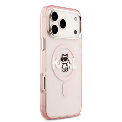 Θήκη MagSafe για Apple iPhone 17 Pro Max, Karl Lagerfeld, IML Sketch Logo Choupette, Ροζ