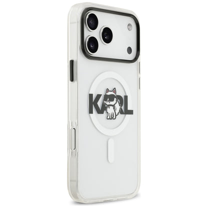 MagSafe Case for Apple iPhone 17 Pro Max, Karl Lagerfeld, IML Sketch Logo Choupette, Transparent