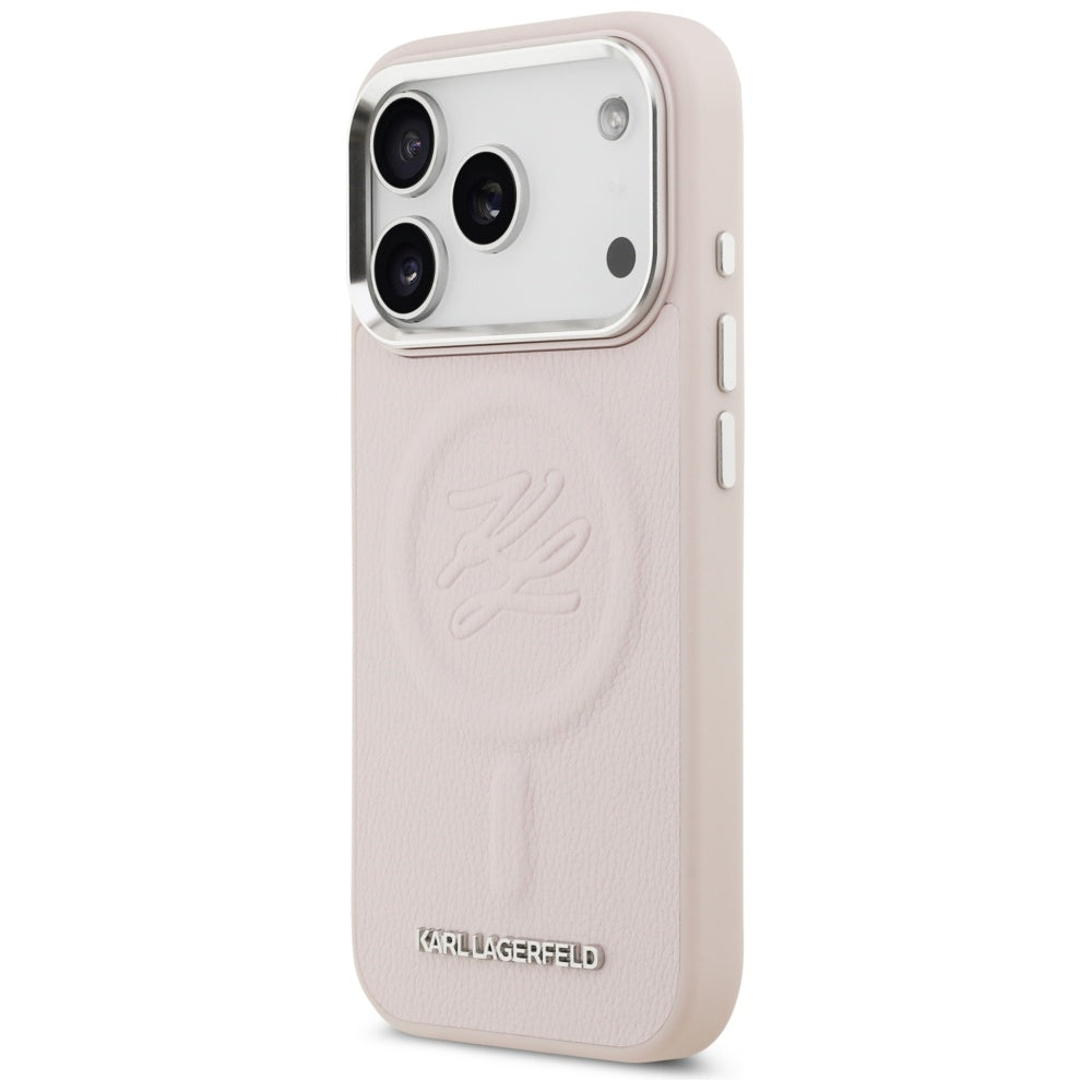 Θήκη MagSafe για Apple iPhone 17 Pro Max, Karl Lagerfeld, Initial & Metal Logo, Ροζ