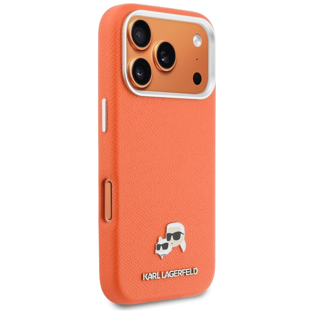Θήκη MagSafe για Apple iPhone 17 Pro Max, Karl Lagerfeld, Karl & Choupette Head's Pin, Πορτοκαλί