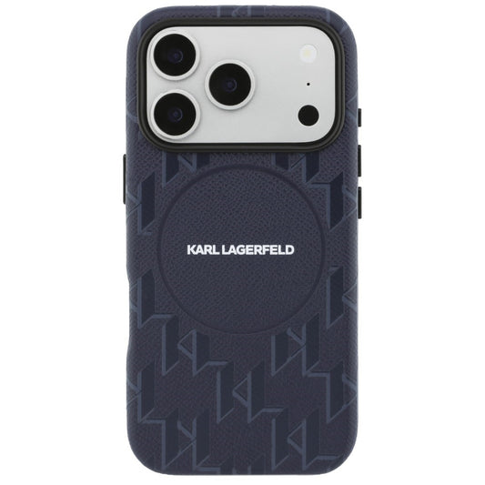 MagSafe Case for Apple iPhone 17 Pro Max, Karl Lagerfeld, KL Monogram Logo, Blue