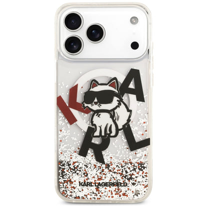 Θήκη MagSafe για Apple iPhone 17 Pro Max, Karl Lagerfeld, Liquid Glitter Logo Choupette, Διαφανής