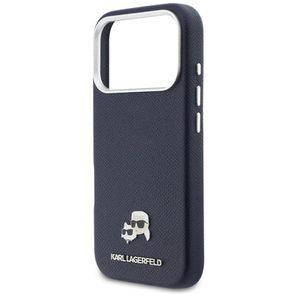 Θήκη MagSafe για Apple iPhone 17 Pro Max, Karl Lagerfeld, Saffiano Karl & Choupette Pins, Μπλε