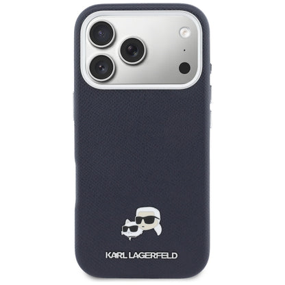 Θήκη MagSafe για Apple iPhone 17 Pro Max, Karl Lagerfeld, Saffiano Karl & Choupette Pins, Μπλε