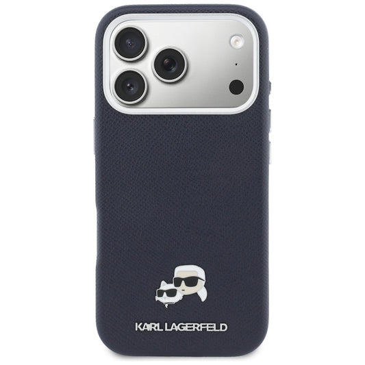 Θήκη MagSafe για Apple iPhone 17 Pro Max, Karl Lagerfeld, Saffiano Karl & Choupette Pins, Μπλε