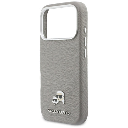 MagSafe Case for Apple iPhone 17 Pro Max, Karl Lagerfeld, Saffiano Karl & Choupette Pins, Grey