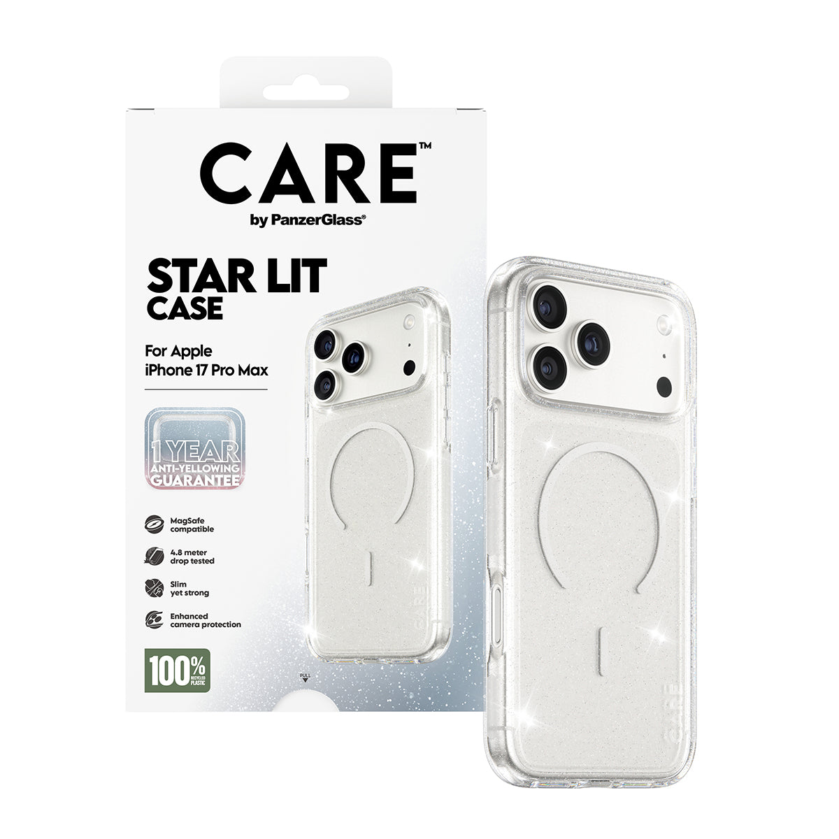 Θήκη MagSafe για Apple iPhone 17 Pro Max, PanzerGlass, Care Urban Explorer Star Lit, Διαφανής Λευκή