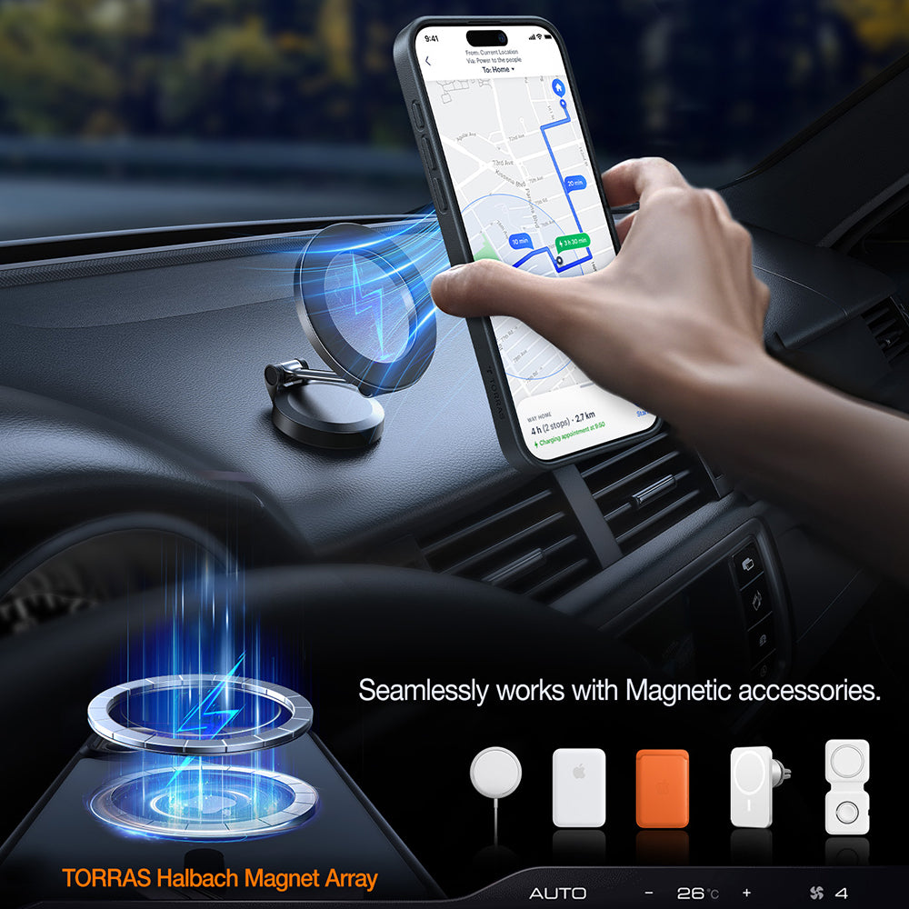 Θήκη MagSafe για Apple iPhone 17 Pro Max, Torras, Pstand, Μαύρη