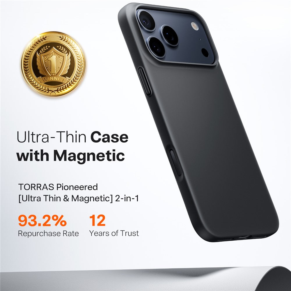 Θήκη MagSafe για Apple iPhone 17 Pro Max, Torras, SlimFit, Μαύρη