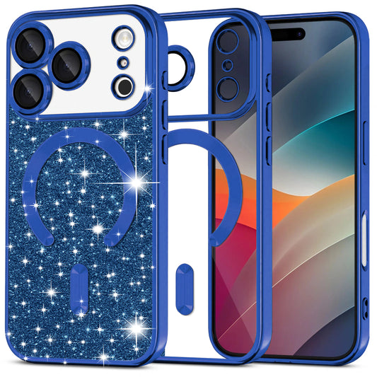 Θήκη MagSafe για Apple iPhone 17 Pro, Techsuit, Luxury Glitter, Μπλε