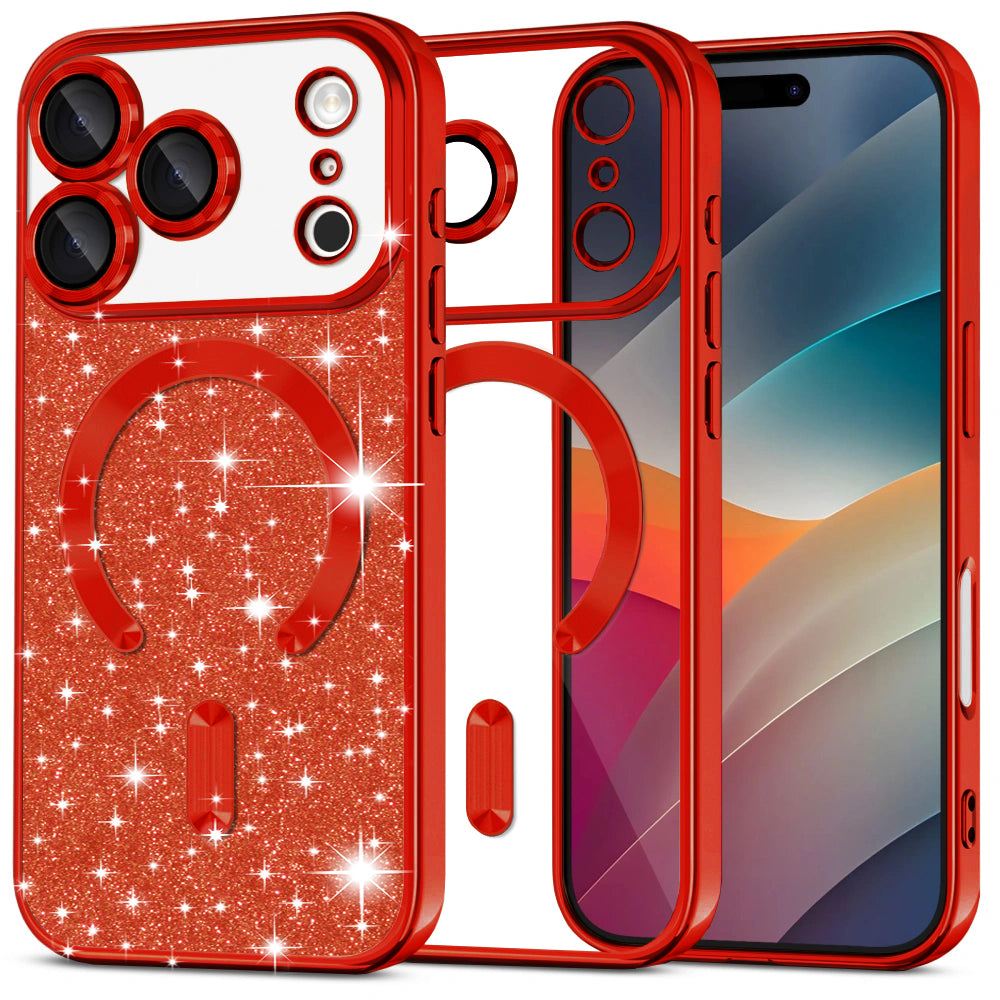 Θήκη MagSafe για Apple iPhone 17 Pro, Techsuit, Luxury Glitter, Ροζ