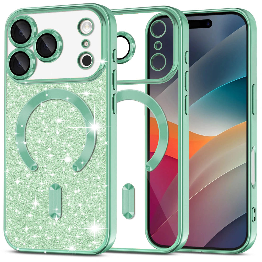 Θήκη MagSafe για Apple iPhone 17 Pro, Techsuit, Luxury Glitter, Ανοιχτό Πράσινο