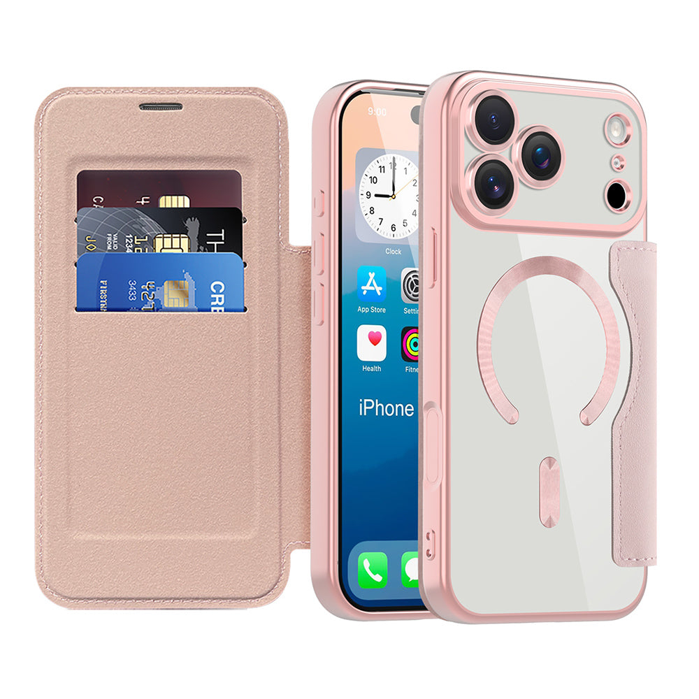 Θήκη MagSafe για Apple iPhone 17 Pro, Techsuit, SmartMag Book, Ροζ
