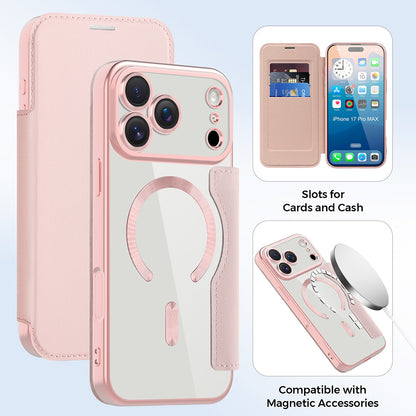 Θήκη MagSafe για Apple iPhone 17 Pro, Techsuit, SmartMag Book, Ροζ