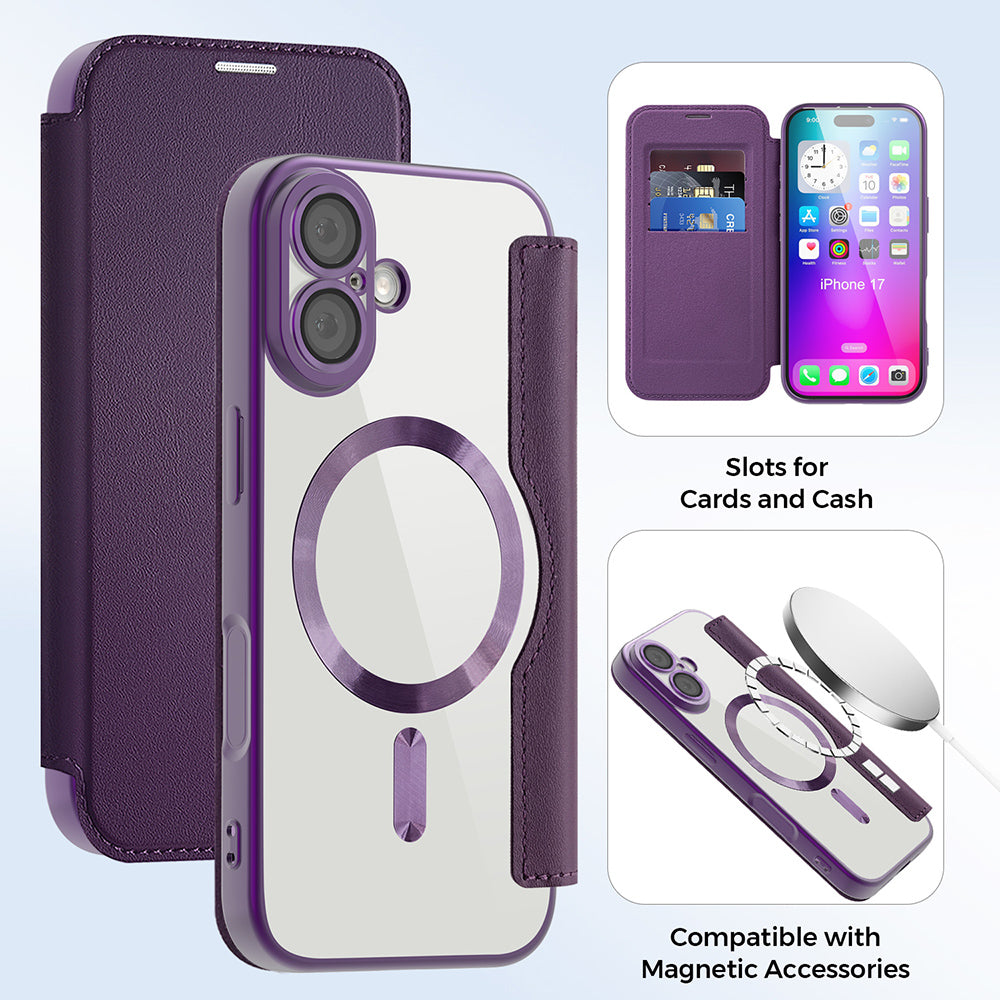 Θήκη MagSafe για Apple iPhone 17, Techsuit, SmartMag Book, Μωβ