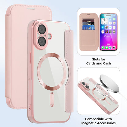 Θήκη MagSafe για Apple iPhone 17, Techsuit, SmartMag Book, Ροζ