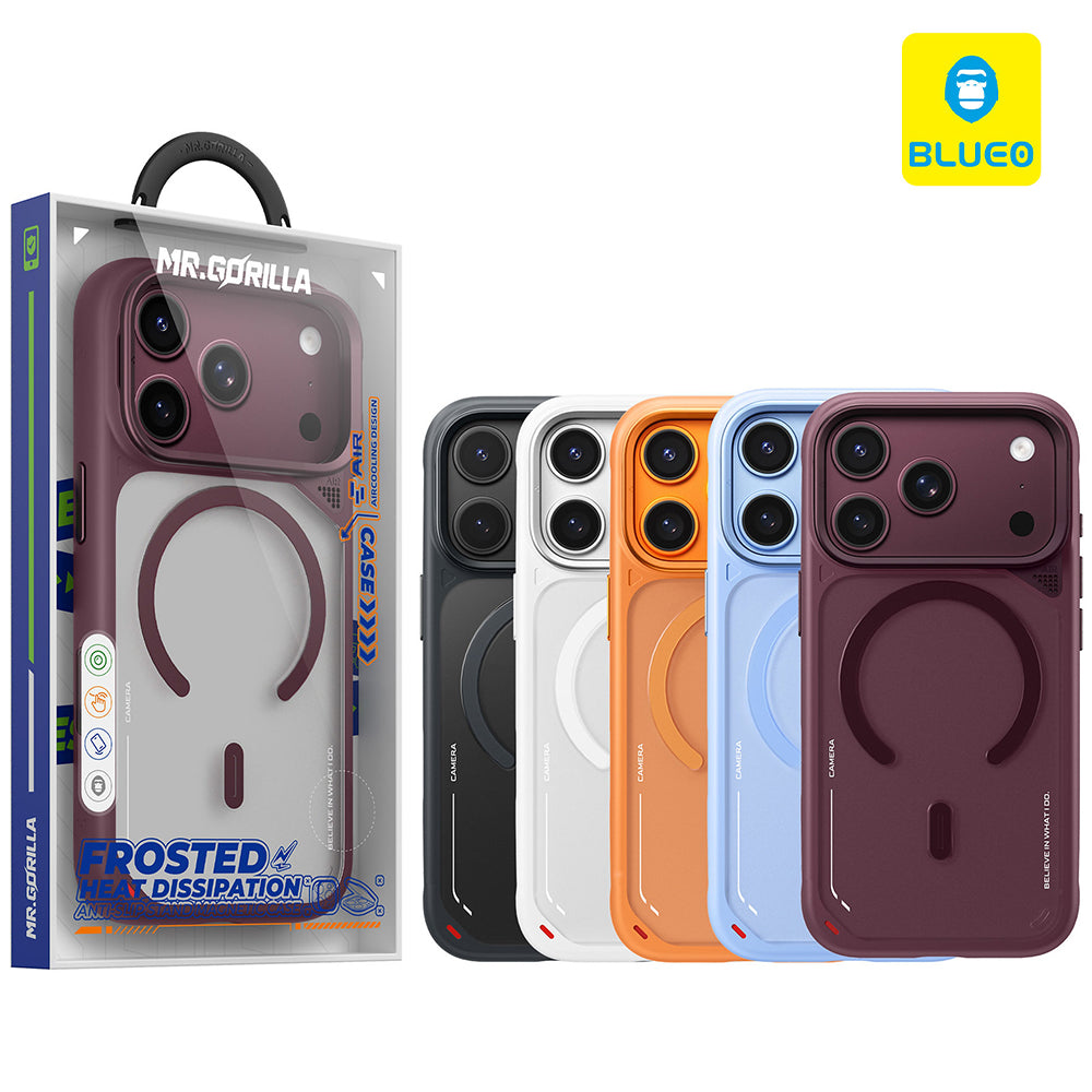 Θήκη MagSafe για Apple iPhone 18 Pro / 17 Pro, Blueo, Heat Dissipation Stand, Σατινέ μπορντό