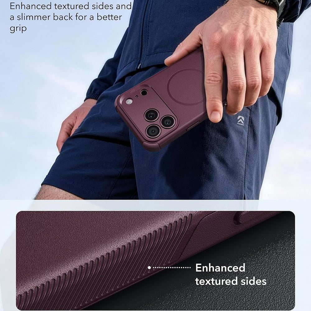 MagSafe Case for Apple iPhone 18 Pro / 17 Pro, ESR, Cyber, Satin Dark Burgundy