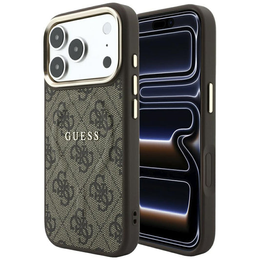 Θήκη MagSafe για Apple iPhone 18 Pro / 17 Pro, Guess, 4G Embossed Classic, Καφέ