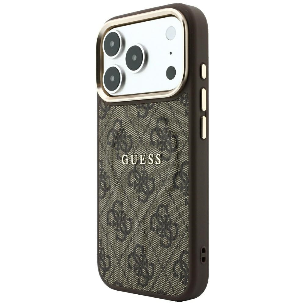 MagSafe Case for Apple iPhone 18 Pro / 17 Pro, Guess, 4G Embossed Classic, Brown