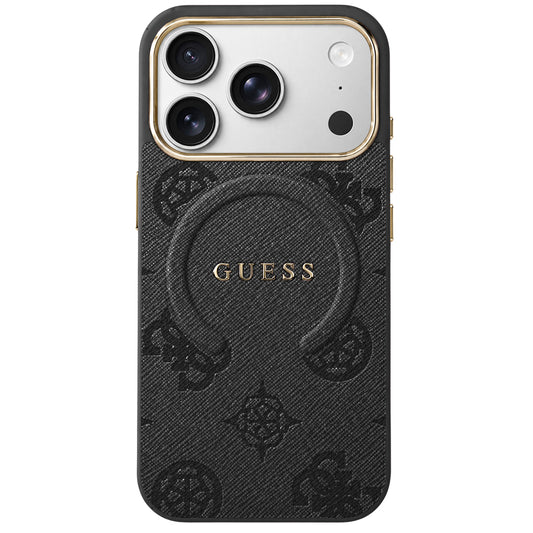 Θήκη MagSafe για Apple iPhone 18 Pro / 17 Pro, Guess, 4G Εμφανές Δαχτυλίδι Κλασικό Λογότυπο, Μαύρο