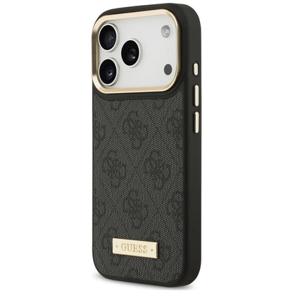 MagSafe Case for Apple iPhone 18 Pro / 17 Pro, Guess, 4G Logo Plate, Black