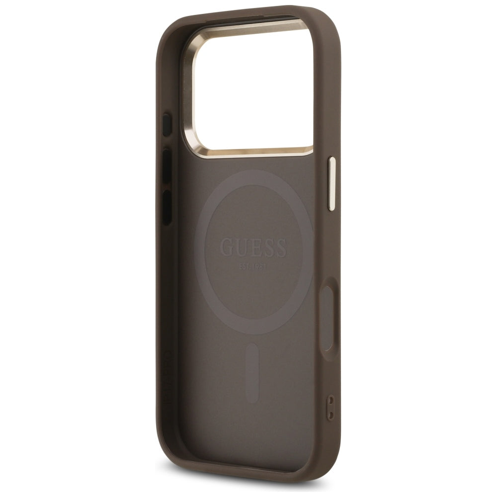 Θήκη MagSafe για Apple iPhone 18 Pro / 17 Pro, Guess, 4G Triangle Logo, Καφέ