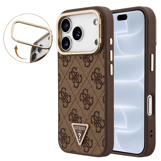 Θήκη MagSafe για Apple iPhone 18 Pro / 17 Pro, Guess, 4G Triangle Logo & Stand Camera, Καφέ
