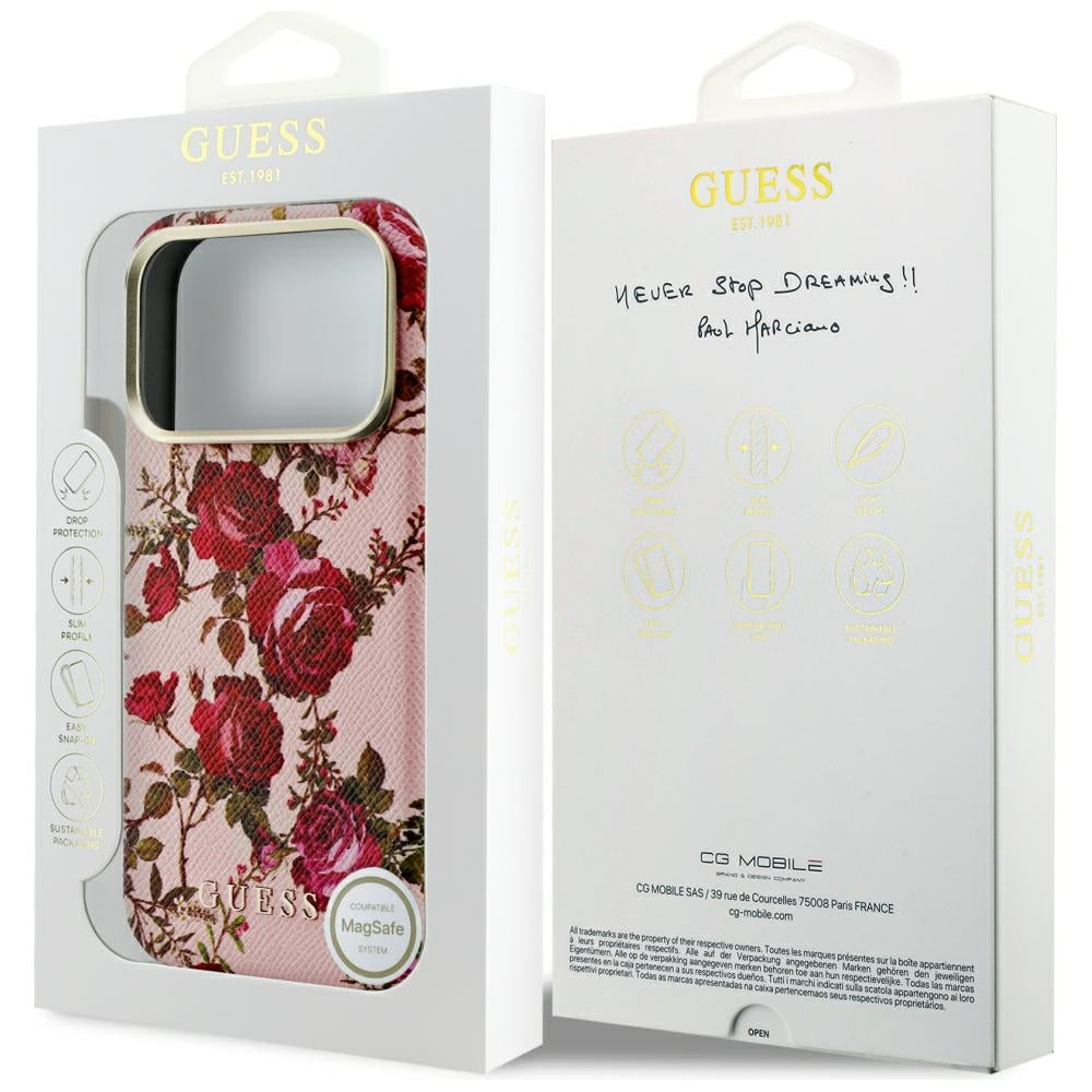 Θήκη MagSafe για Apple iPhone 18 Pro / 17 Pro, Guess, Blossom Roses Print, Ροζ