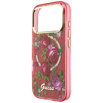 Θήκη MagSafe για Apple iPhone 18 Pro / 17 Pro, Guess, IML Glitter Blossom Roses, Βυσσινί