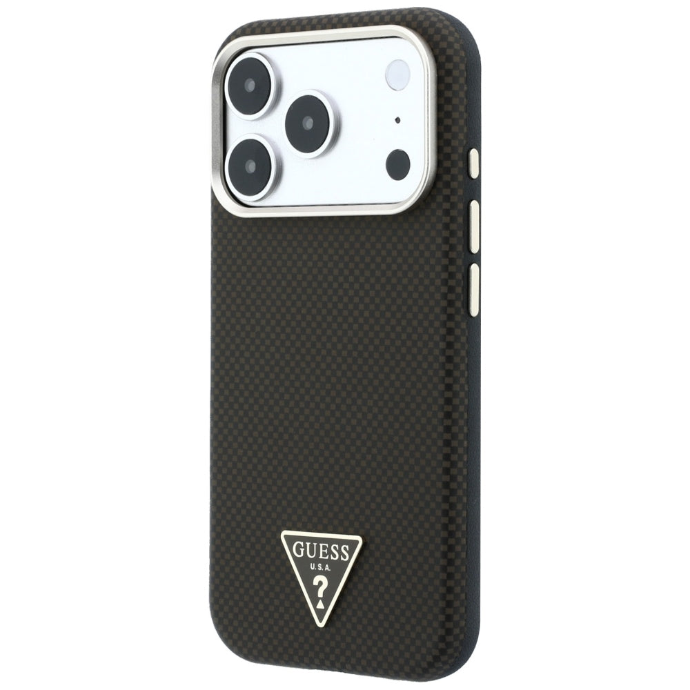 MagSafe Case for Apple iPhone 18 Pro / 17 Pro, Guess, Kevlar Triangle Logo, Brown