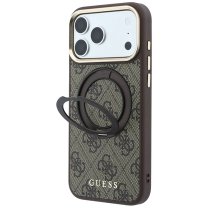 Θήκη MagSafe για Apple iPhone 18 Pro / 17 Pro, Guess, Ring Stand 360 4G Classic Logo, Καφέ