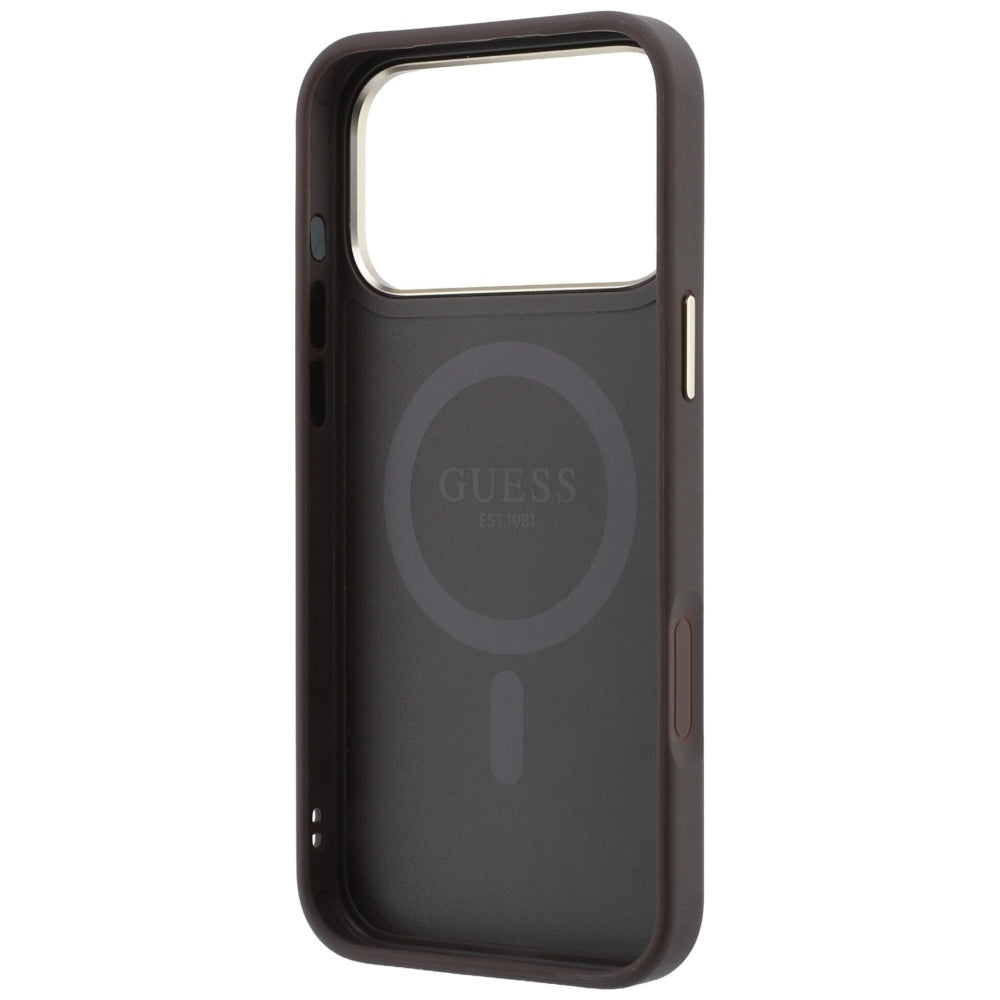 Θήκη MagSafe για Apple iPhone 18 Pro / 17 Pro, Guess, Ring Stand 360 4G Classic Logo, Καφέ