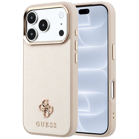 Θήκη MagSafe για Apple iPhone 18 Pro / 17 Pro, Guess, Saffiano Small 4G Classic, Μπεζ