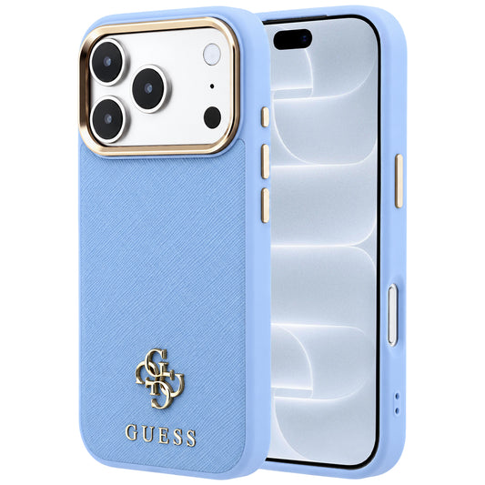 Θήκη MagSafe για Apple iPhone 18 Pro / 17 Pro, Guess, Saffiano Small 4G Classic, Bleu