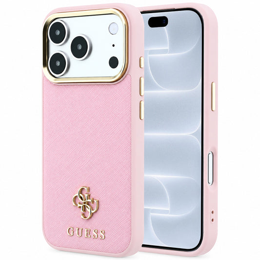 MagSafe Case for Apple iPhone 18 Pro / 17 Pro, Guess, Saffiano Small 4G Classic, Pink
