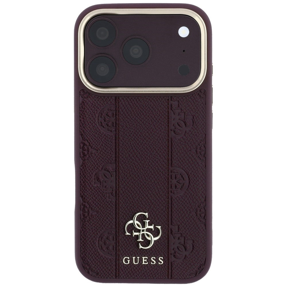 MagSafe Case for Apple iPhone 18 Pro / 17 Pro, Guess, Stripe Peony 4G, Burgundy