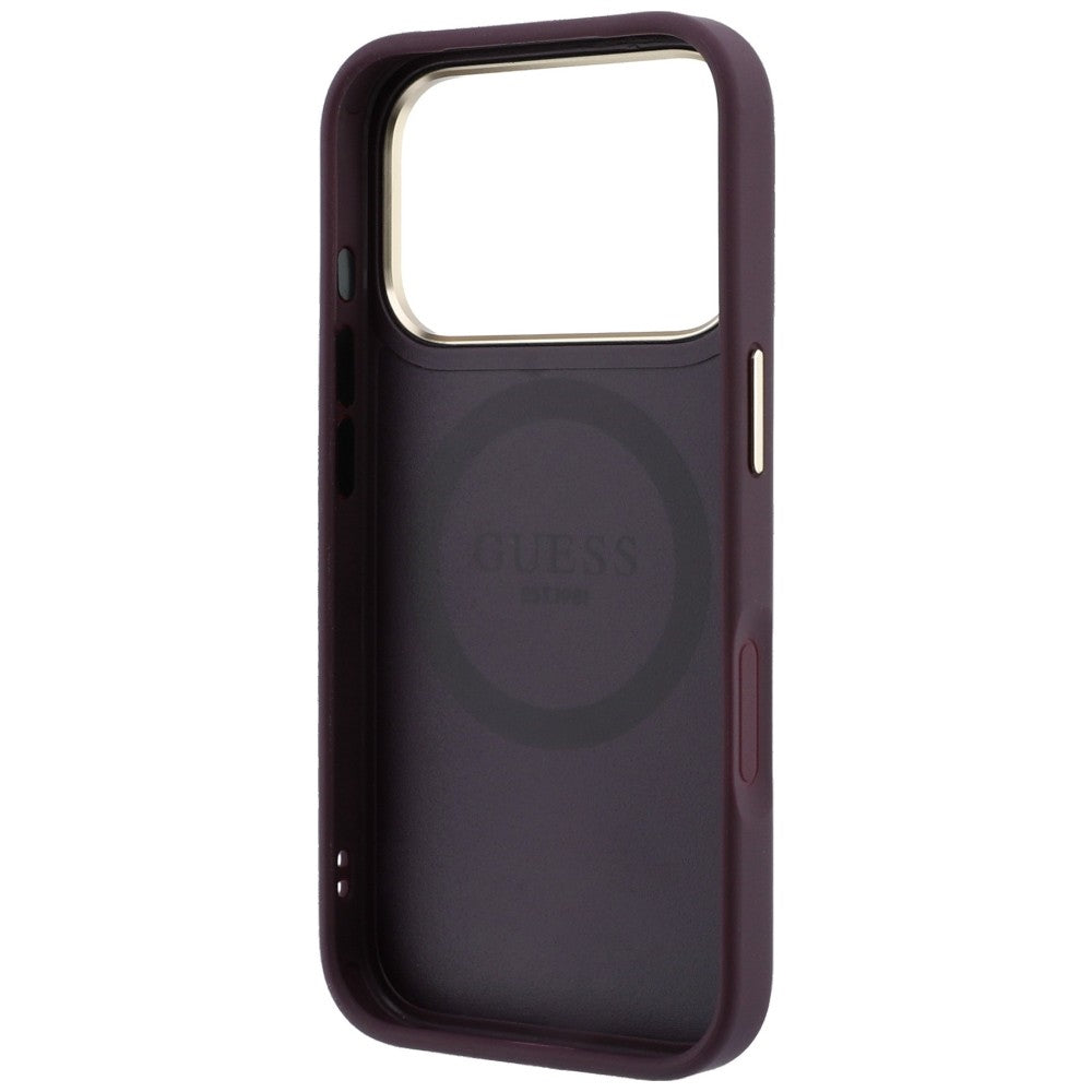 MagSafe Case for Apple iPhone 18 Pro / 17 Pro, Guess, Stripe Peony 4G, Burgundy