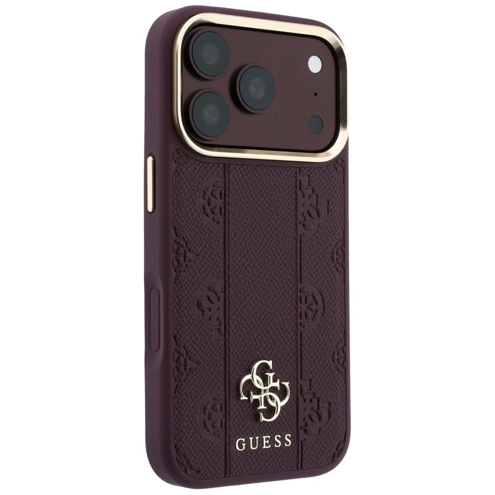 MagSafe Case for Apple iPhone 18 Pro / 17 Pro, Guess, Stripe Peony 4G, Burgundy