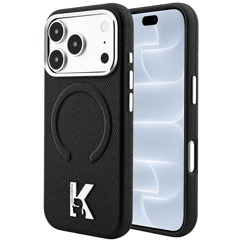 Θήκη MagSafe για Apple iPhone 18 Pro / 17 Pro, Karl Lagerfeld, Grained Embossed Ring, Μαύρη