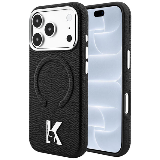 Θήκη MagSafe για Apple iPhone 18 Pro / 17 Pro, Karl Lagerfeld, Grained Embossed Ring, Μαύρη