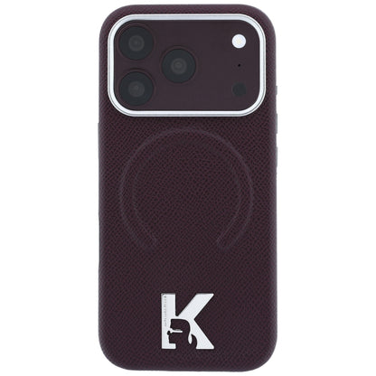 Θήκη MagSafe για Apple iPhone 18 Pro / 17 Pro, Karl Lagerfeld, Grained Embossed Ring, Βυσσινί