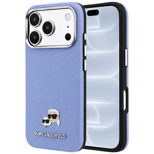 Θήκη MagSafe για Apple iPhone 18 Pro / 17 Pro, Karl Lagerfeld, Grained Karl & Choupette Head's Metal, Bleu