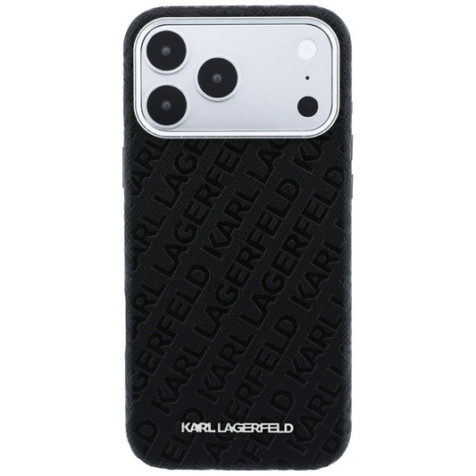 Θήκη MagSafe για Apple iPhone 18 Pro / 17 Pro, Karl Lagerfeld, Μεταλλικό Λογότυπο με Υφή, Μαύρο