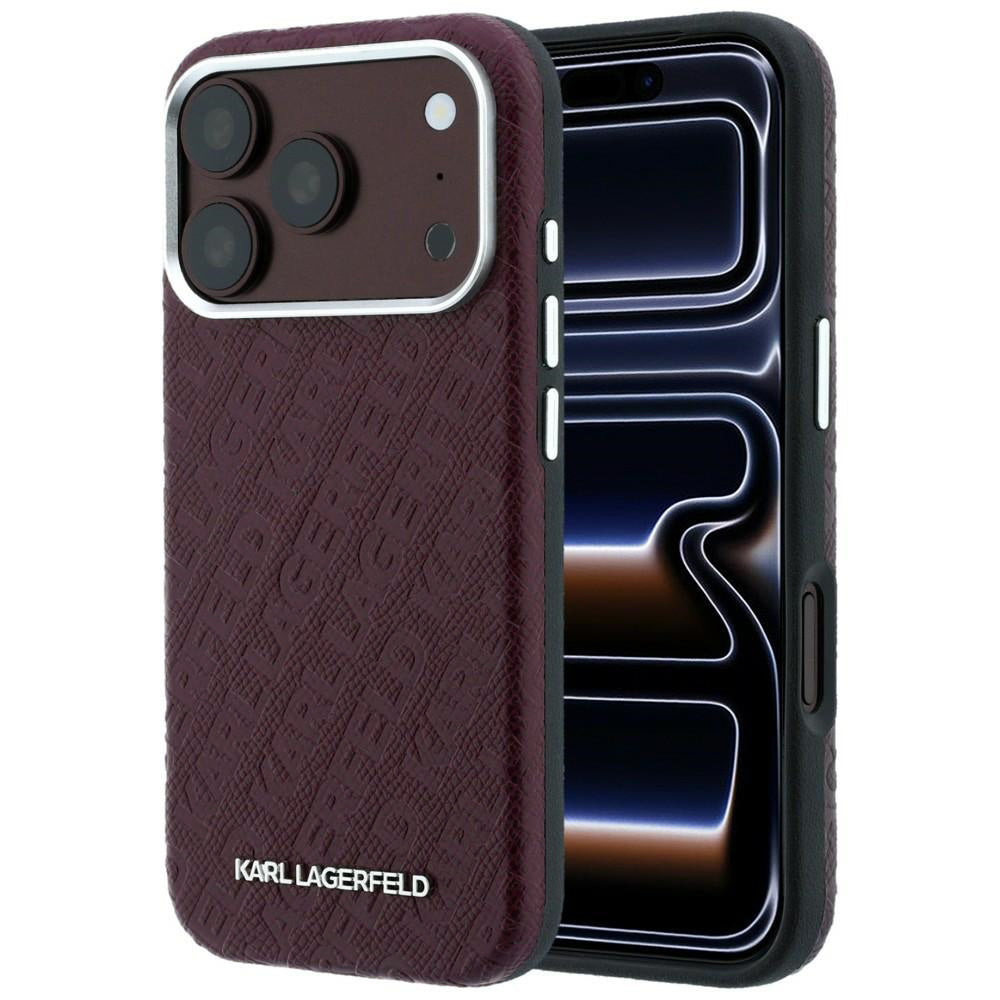 Θήκη MagSafe για Apple iPhone 18 Pro / 17 Pro, Karl Lagerfeld, Μεταλλικό Λογότυπο με Υφή, Βυσσινί
