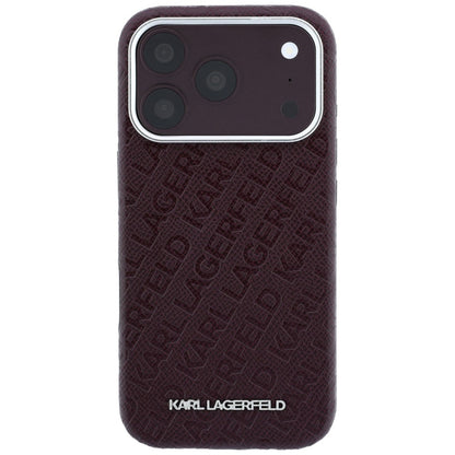 Θήκη MagSafe για Apple iPhone 18 Pro / 17 Pro, Karl Lagerfeld, Μεταλλικό Λογότυπο με Υφή, Βυσσινί