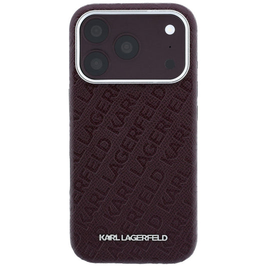 Θήκη MagSafe για Apple iPhone 18 Pro / 17 Pro, Karl Lagerfeld, Μεταλλικό Λογότυπο με Υφή, Βυσσινί