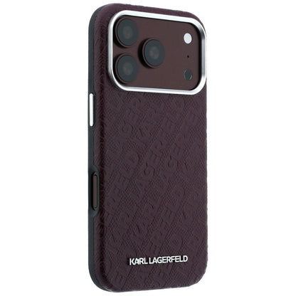 Θήκη MagSafe για Apple iPhone 18 Pro / 17 Pro, Karl Lagerfeld, Μεταλλικό Λογότυπο με Υφή, Βυσσινί